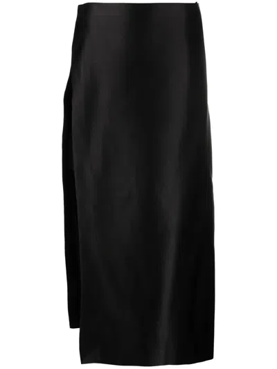 The Row Kanita Layered Silk Skirt In Black