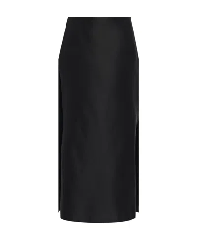 The Row Kanita Side Slit Midi Skirt In Black