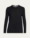 The Row Kanya Wide Rib Crewneck Cardigan In Black