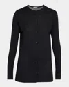 The Row Kanya Wide Rib Crewneck Cardigan In Black