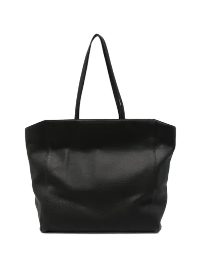 The Row Karolin Grained Leather Tote Bag In Black