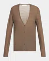 The Row Kasem V-neck Fine Cashmere Cardigan In Brown