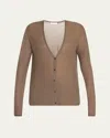 The Row Kasem V-neck Fine Cashmere Cardigan In Brown