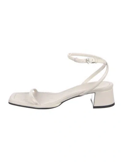 Pre-owned The Row Kate Asymmetric Leather Sandals In White