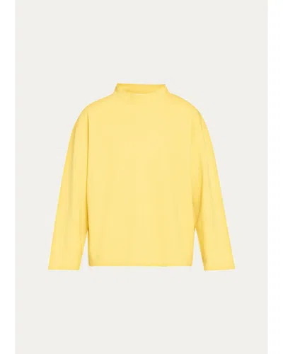 The Row Kate Mock-neck Cotton Jersey Sweatshirt In Yellow