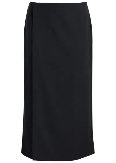 The Row Kavi Wool Midi Wrap Skirt In Navy