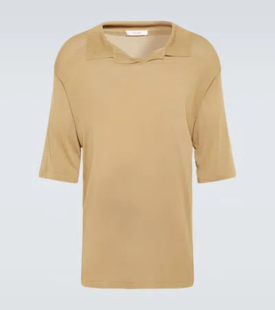 The Row Ken Jersey Polo Shirt In Brown