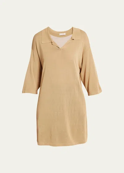 The Row Kenna Long Collared Top In Neutral