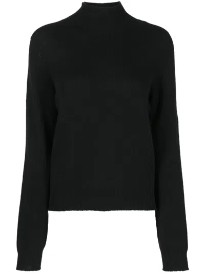 The Row Kensington High-neck Cashmere Top In Black
