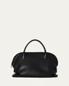 The Row Kew Bowling Top-handle Bag In Saddle Leather In Blans Black Ans