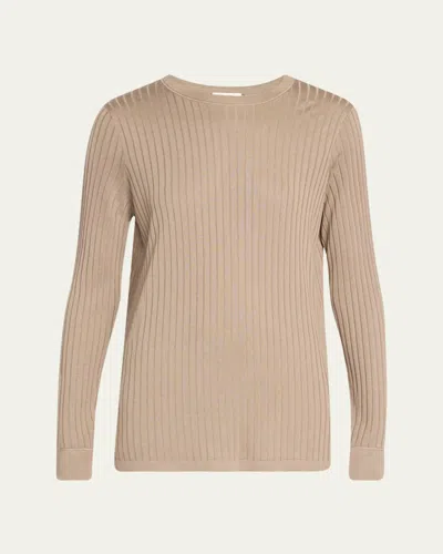 The Row Keya Rib Long-sleeve Top In Gold