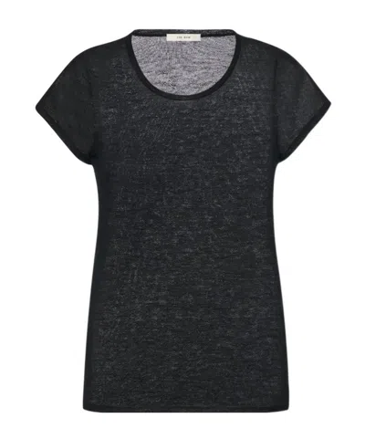 The Row Sheer Short-sleeve Top In Black