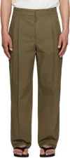 The Row Silas Cotton Pleated Pants In Khk Khaki