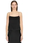 The Row Kilari Cotton-blend Lace-trimmed Silk-charmeuse Camisole In Black