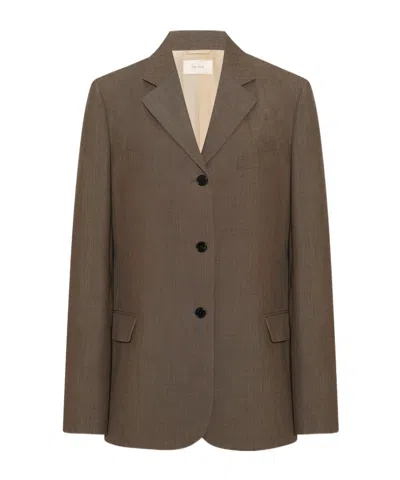 The Row Kimiko Wool And Silk Jacket In Brown