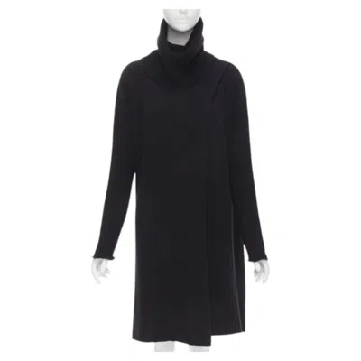 Pre-owned The Row Kirsi 100% Cashmere Black Split Front Turtleneck Sweater Tunic S