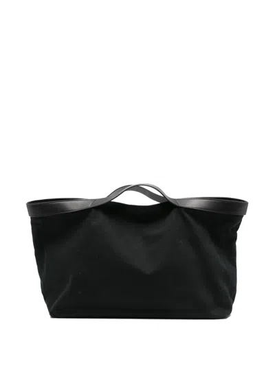 Pre-owned The Row Kit Leather-trim Tote Bag In Black