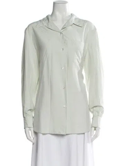 Pre-owned The Row Kitone Top Silk Button-up Top In Green