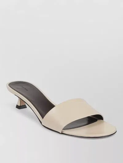 The Row Kitten Heel Open Square Toe Mules In Neutral