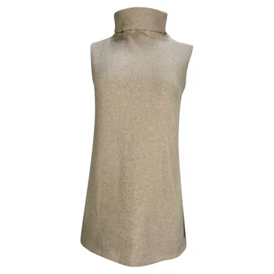 The Row Knitted Turtleneck Sleeveless Sweater In Beige Cashmere In Neutral