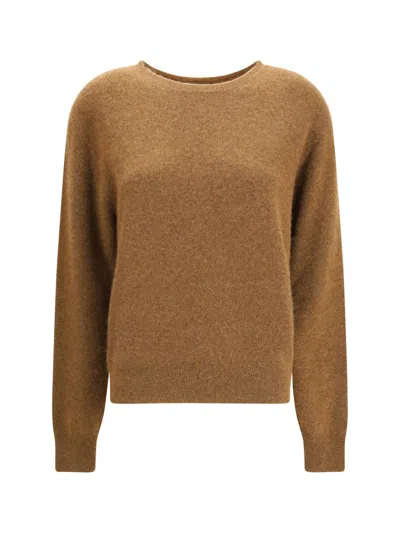 The Row Lorynna Cashmere Crewneck Sweater In Brown