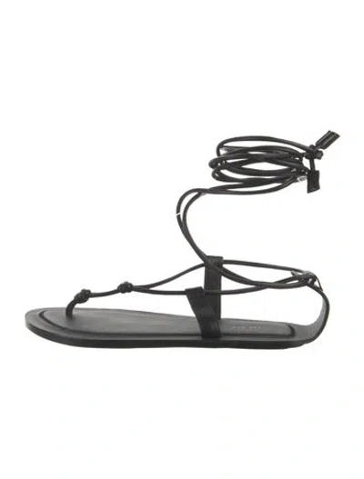 Pre-owned The Row Knot Sandal Leather Gladiator Sandals In Black/silver