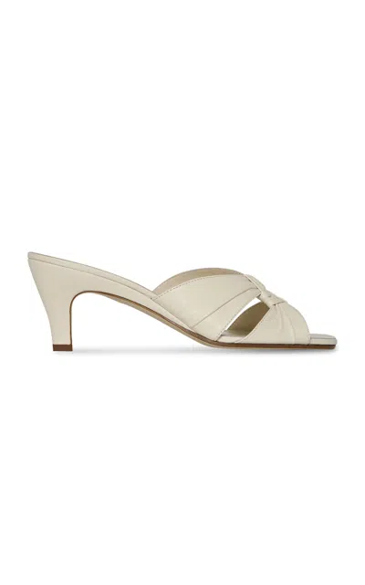 The Row Knotted Leather Mules In White