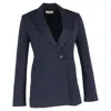 The Row Koja Single-breasted Scuba Blazer In Navy Blue Wool In Blue
