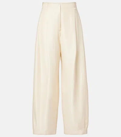 The Row Kolina Silk Wide-leg Pants In Neutral