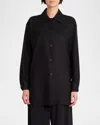 The Row Komako Button Down Wool Cashmere Blouse In Black
