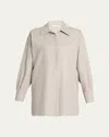The Row Komako Button Down Wool Cashmere Blouse In Light Pebble