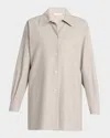 The Row Komako Button Down Wool Cashmere Blouse In Light Pebble