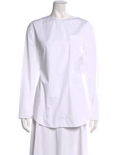 Pre-owned The Row Kona Bateau Neckline Blouse In White