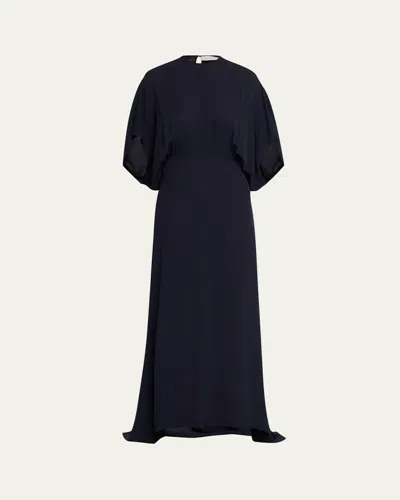 The Row Koralie Silk Chiffon Capelet Maxi Dress In Purple