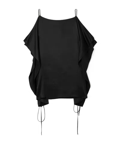 The Row Koray Draped Silk-satin Top In Black