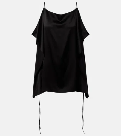 The Row Koray Draped Silk-satin Top In Black