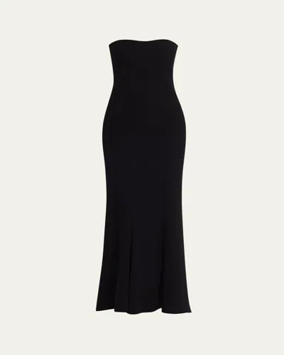The Row Korose Strapless Silk Trumpet Maxi Dress In Black
