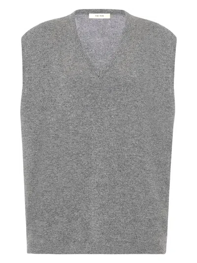 The Row Kossy Sleeveless V-neck Vest In Gray