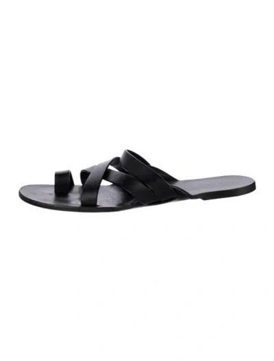 Pre-owned The Row Kris Leather Slides In Black