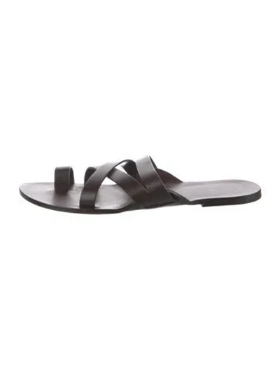 Pre-owned The Row Kris Leather Slides In Brown