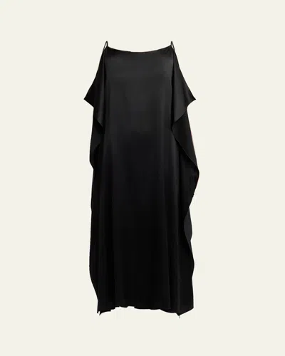 The Row Kylo Draped Silk Maxi Dress In Black