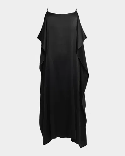 The Row Kylo Draped Silk Maxi Dress In Blue