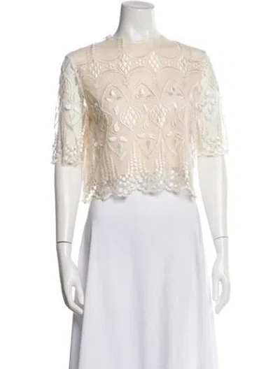 Pre-owned The Row Lace Pattern Crew Neck Blouse In Neutral