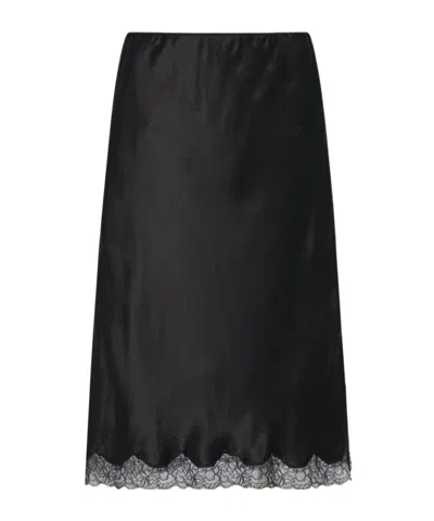 The Row Indira Silk Blend Midi Skirt In Black