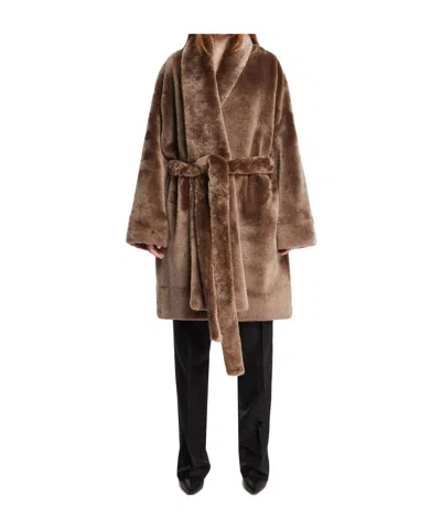 The Row Laced Fur Coat In Brown