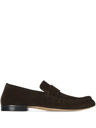 THE ROW LACQUER SUEDE LOAFERS