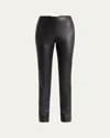 The Row Lakun Leather Skinny-leg Slit-hem Pants In Black