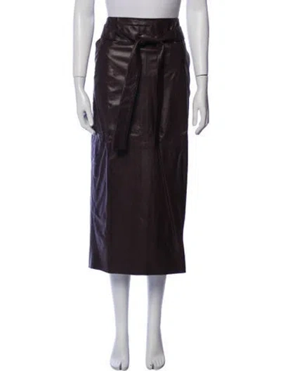 Pre-owned The Row Lamb Leather Midi Length Skirt In Brown