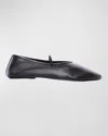 The Row Elastic Ballet Black Nappa Slippers In Blk Black