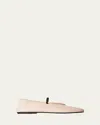 The Row Leather Ballet Flats In Mlk Milk